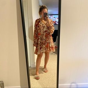 H&M size 10 floral mini dress with sleeves